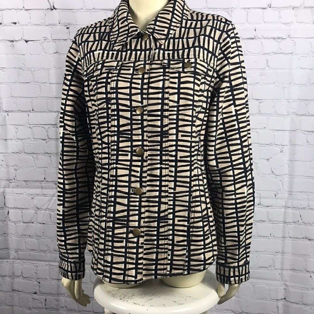 Pendleton Button down Jean style jacket heavy texture canvas button cuffs Lg EUC
